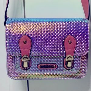 COPY - Iridescent purse. Color shifts green, purple & gold.